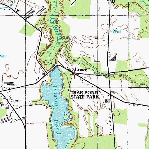 Topographic Map of Lowe, DE
