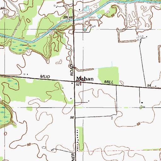 Topographic Map of Mahan, DE
