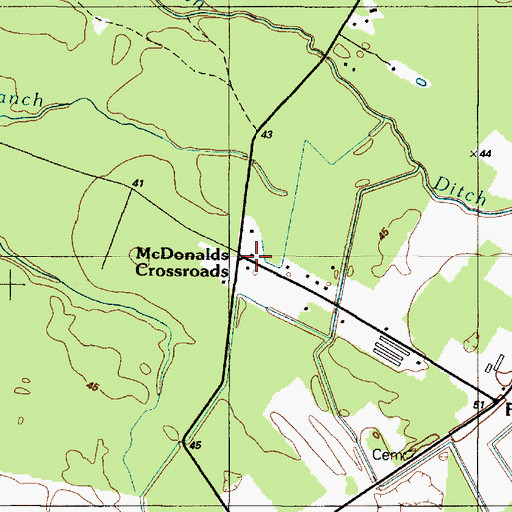 Topographic Map of McDonalds Crossroads, DE