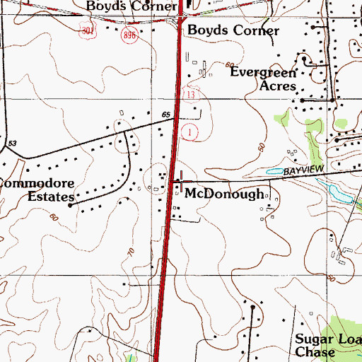 Topographic Map of McDonough, DE