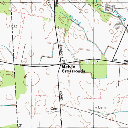 Topographic Map of Melvin Crossroads, DE