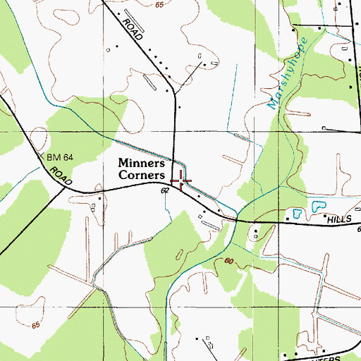 Topographic Map of Minners Corners, DE
