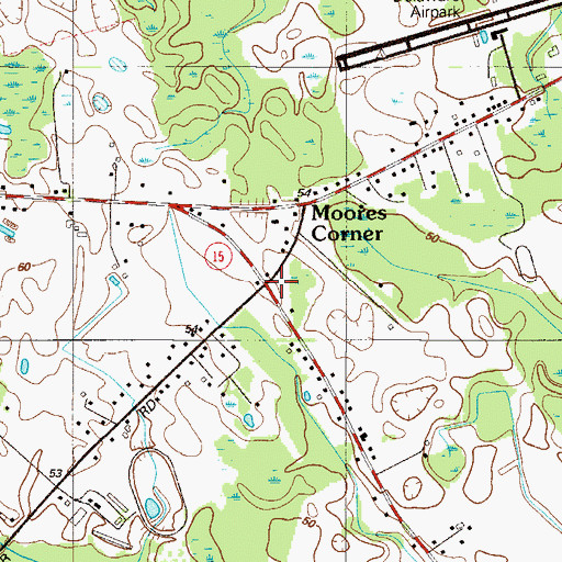 Topographic Map of Moores Corner, DE
