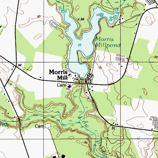 Topographic Map of Morris Mill, DE