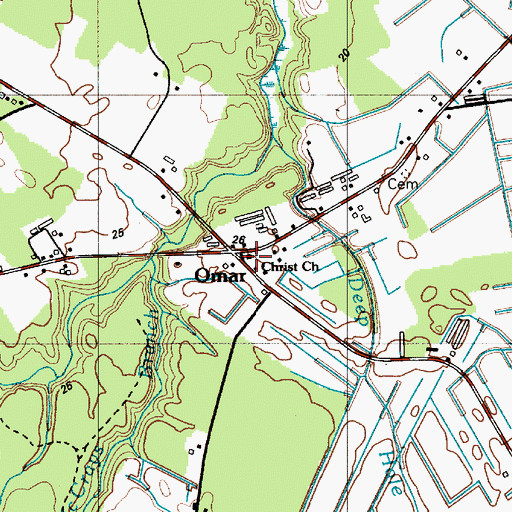 Topographic Map of Omar, DE