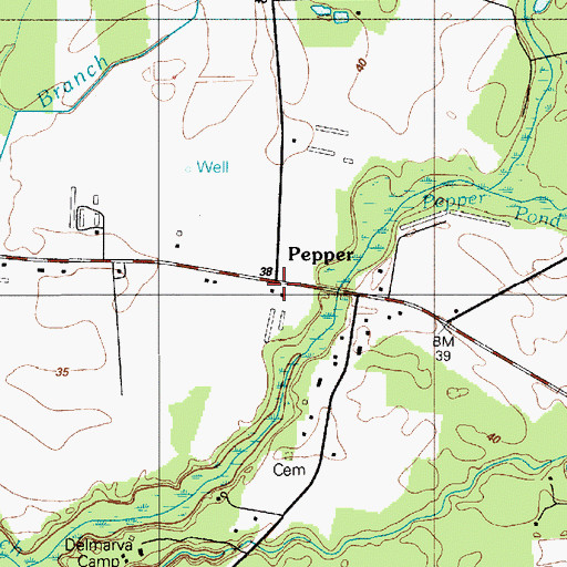 Topographic Map of Pepper, DE