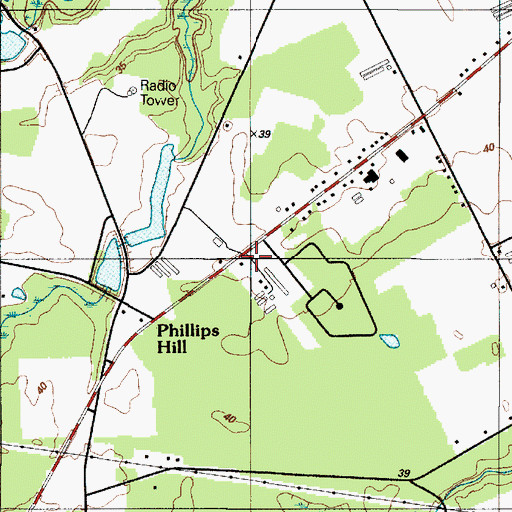 Topographic Map of Phillips Hill, DE
