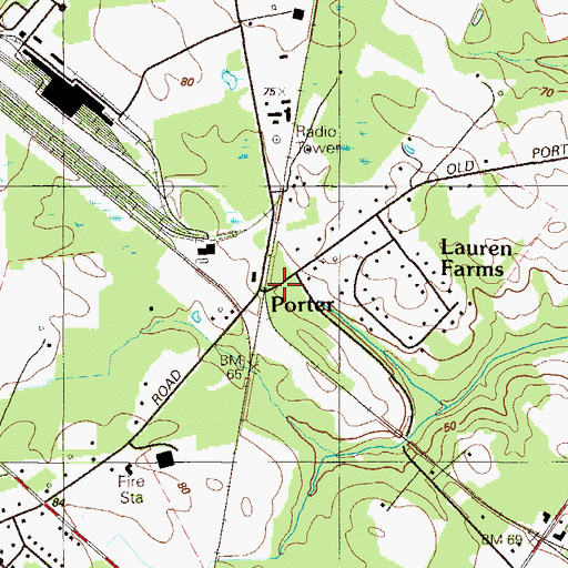 Topographic Map of Porter, DE