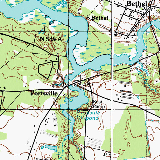 Topographic Map of Portsville, DE