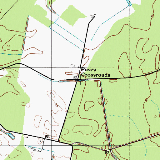 Topographic Map of Pusey Crossroads, DE