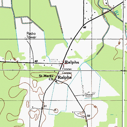 Topographic Map of Ralphs, DE