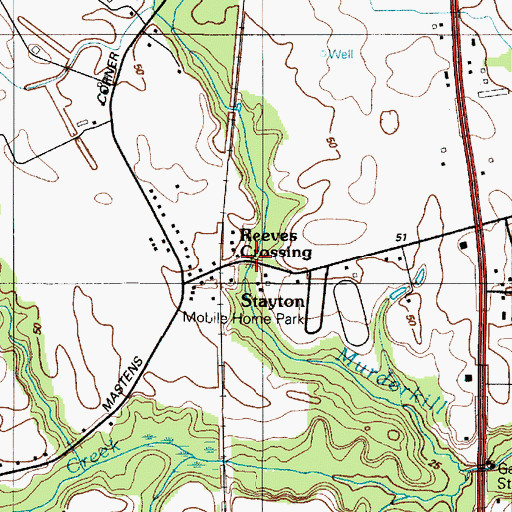 Topographic Map of Reeves Crossing, DE