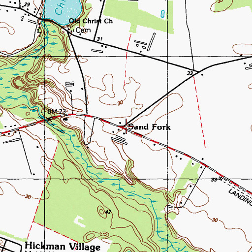 Topographic Map of Sandy Fork, DE