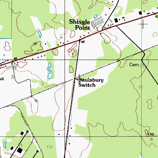 Topographic Map of Saulsbury Switch, DE