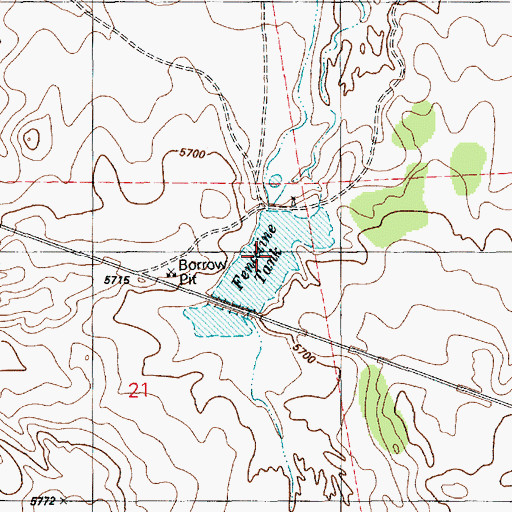 Topographic Map of Fenceline Tank, AZ