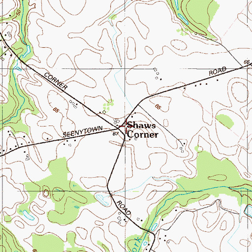 Topographic Map of Shaws Corner, DE