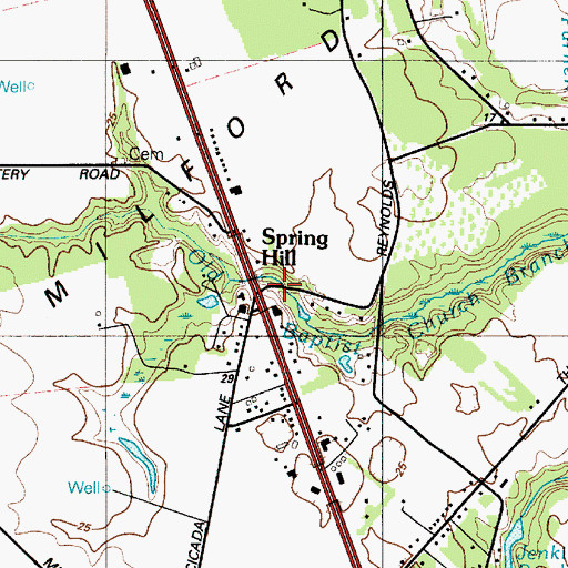 Topographic Map of Spring Hill, DE