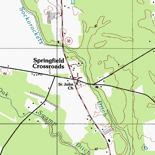 Topographic Map of Springfield Crossroads, DE