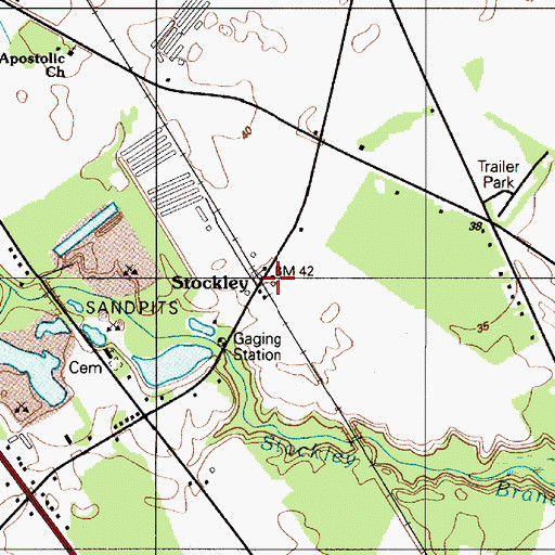 Topographic Map of Stockley, DE