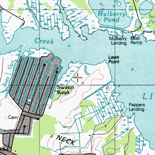 Topographic Map of Swann Keys, DE