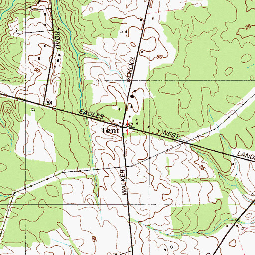 Topographic Map of Tent, DE