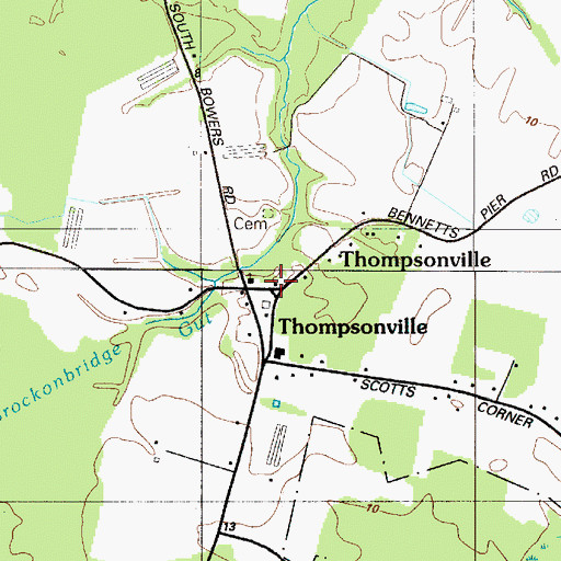 Topographic Map of Thompsonville, DE