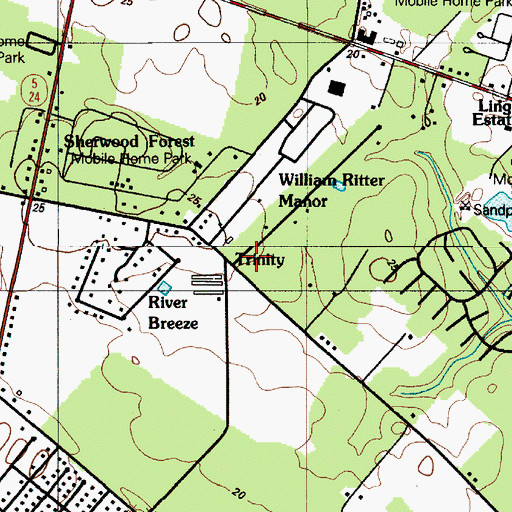 Topographic Map of Trinity, DE