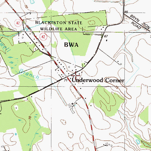 Topographic Map of Underwood Corner, DE