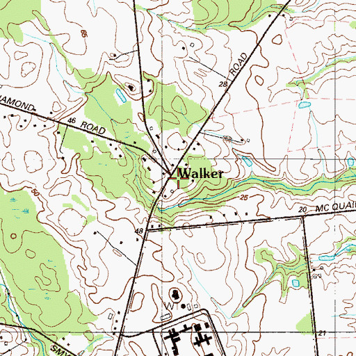 Topographic Map of Walker, DE