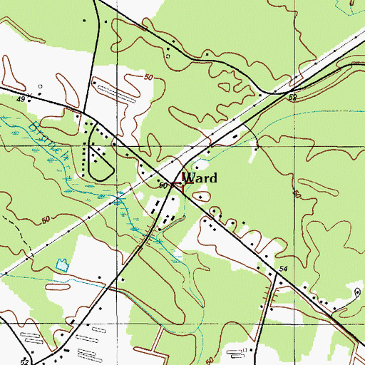 Topographic Map of Ward, DE