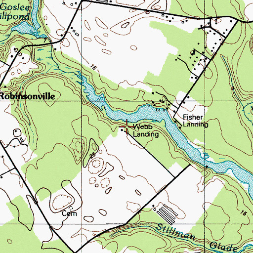 Topographic Map of Webb Landing, DE