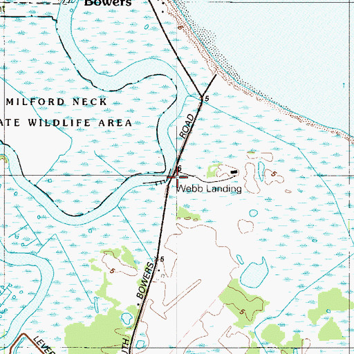 Topographic Map of Webb Landing, DE