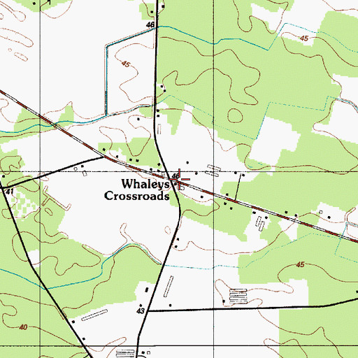 Topographic Map of Whaleys Crossroads, DE