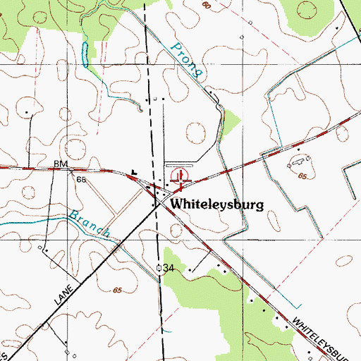 Topographic Map of Whiteleysburg, DE