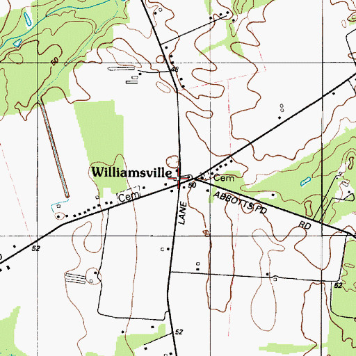 Topographic Map of Williamsville, DE