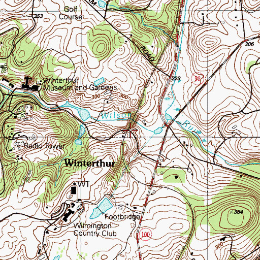 Topographic Map of Winterthur, DE