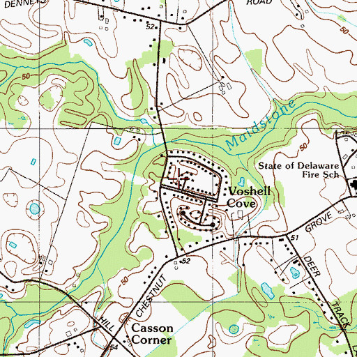 Topographic Map of Voshell Cove, DE