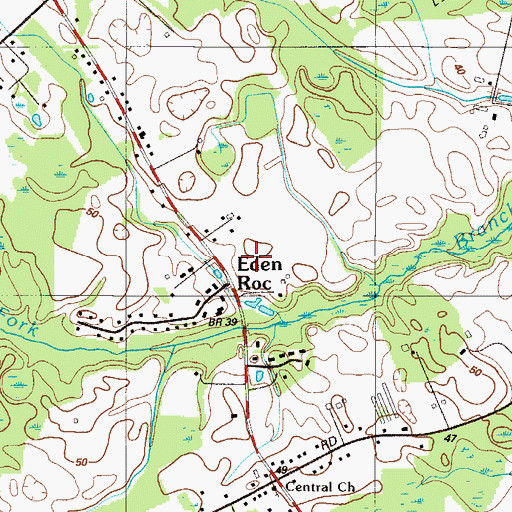 Topographic Map of Eden Roc, DE