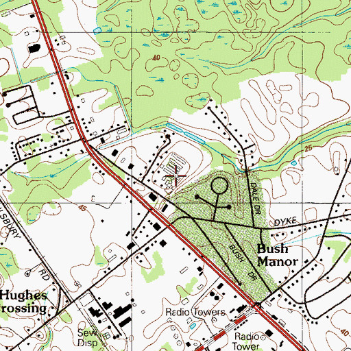 Topographic Map of Del Shire, DE