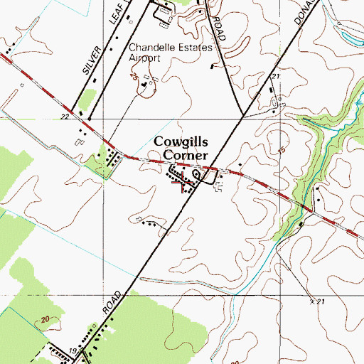 Topographic Map of Hilldale, DE