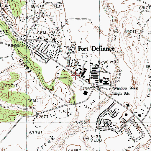 Topographic Map of Fort Defiance Elementary School, AZ