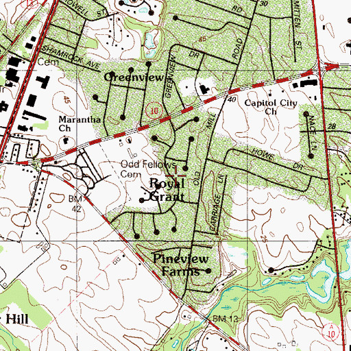 Topographic Map of Royal Grant, DE
