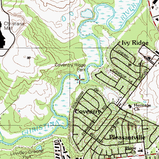 Topographic Map of Coventry Ridge Park, DE