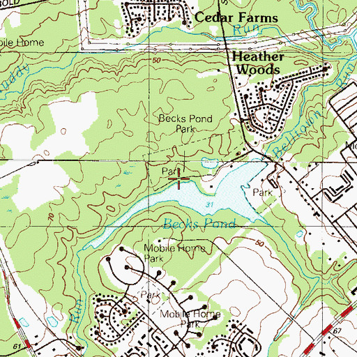 Topographic Map of Becks Pond Park, DE