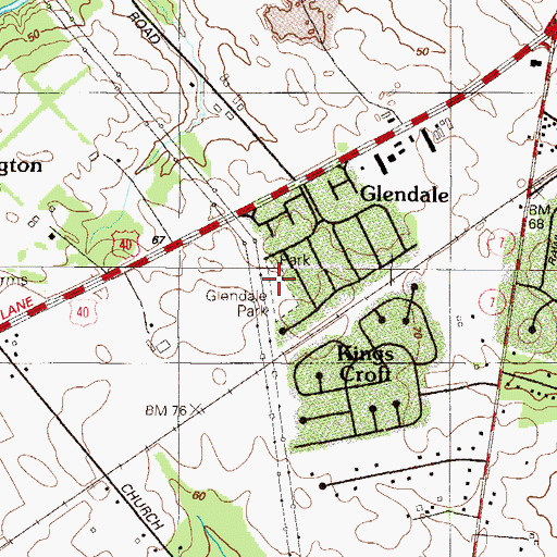 Topographic Map of Glendale Park, DE