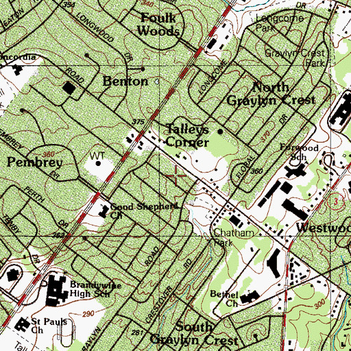 Topographic Map of Lower Brandywine Church, DE