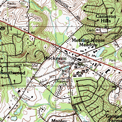 Topographic Map of Swift Memorial Park, DE