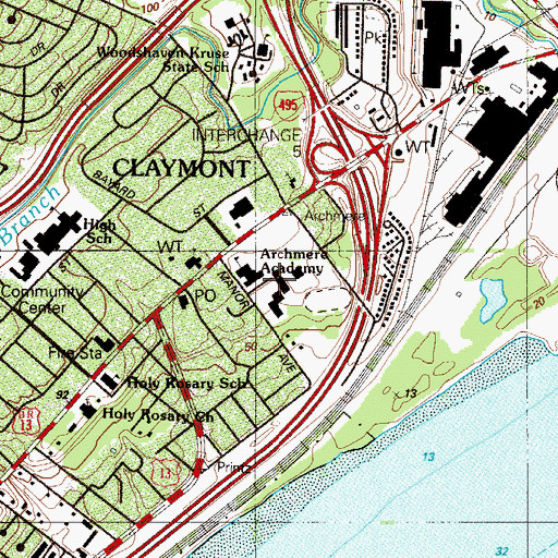 Topographic Map of Archmere Academy, DE