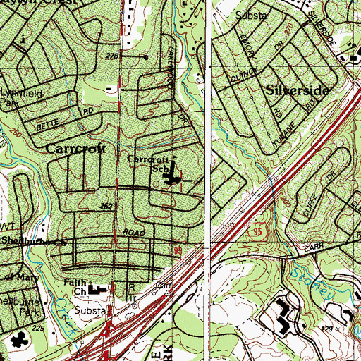 Topographic Map of Carrcroft Elementary School, DE