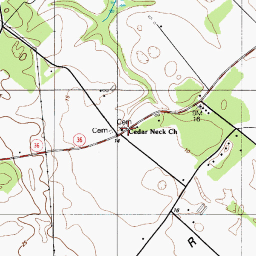 Topographic Map of Cedar Neck United Methodist Church, DE